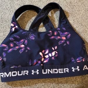 Under Armour Women's Navy and Purple Patterned Sports Bra
